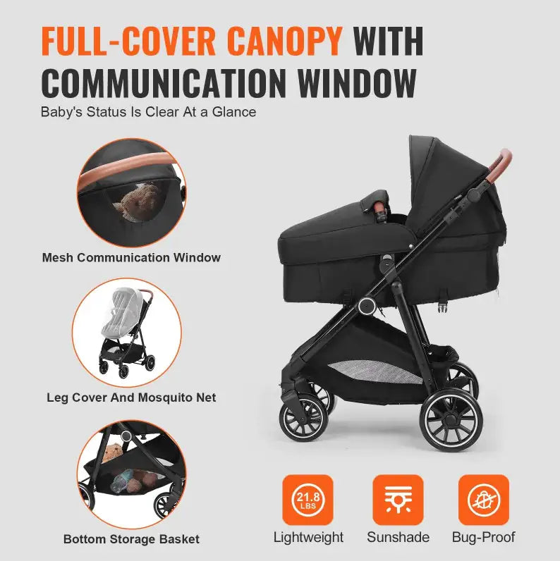 Deluxe Infant-To-Toddler Stroller with Bassinet