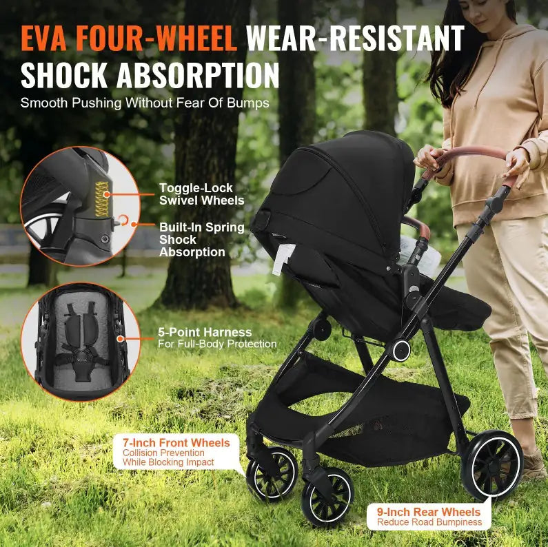 Deluxe Infant-To-Toddler Stroller with Bassinet